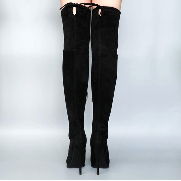 JOY IN LOVE Women's Microsuede Over The Knee High Heel Boots black boots - Picture 3 of 12